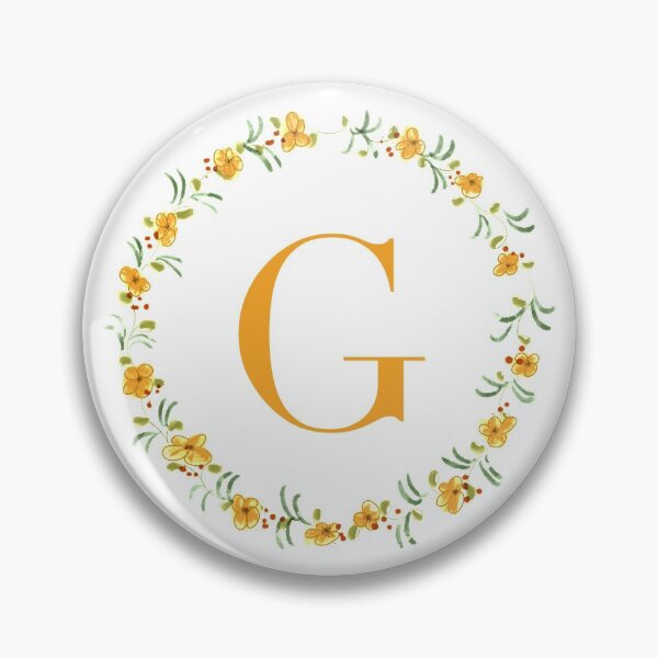 Item preview, Letter G monogram with orange colored flowers and leaves designed and sold by Createlikeamom.