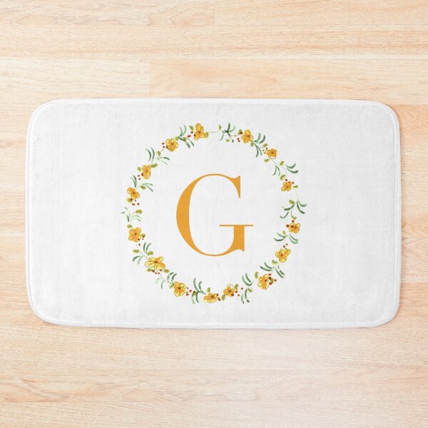 Item preview, Letter G monogram with orange colored flowers and leaves designed and sold by Createlikeamom.