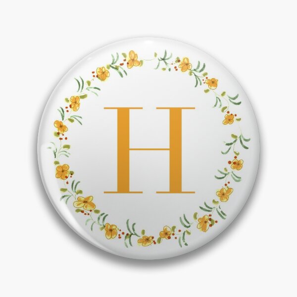 Item preview, Letter H monogram with orange colored flowers and leaves designed and sold by Createlikeamom.