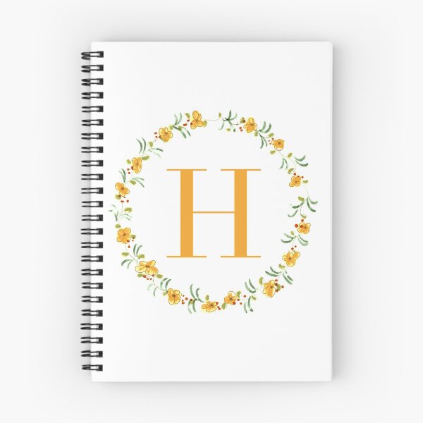 Item preview, Letter H monogram with orange colored flowers and leaves designed and sold by Createlikeamom.