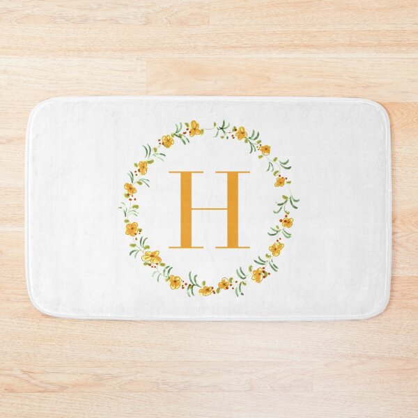 Item preview, Letter H monogram with orange colored flowers and leaves designed and sold by Createlikeamom.
