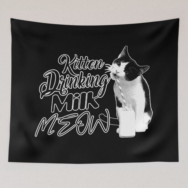 Item preview, KITTEN DRINKING MILK MEOW designed and sold by Printshophub.