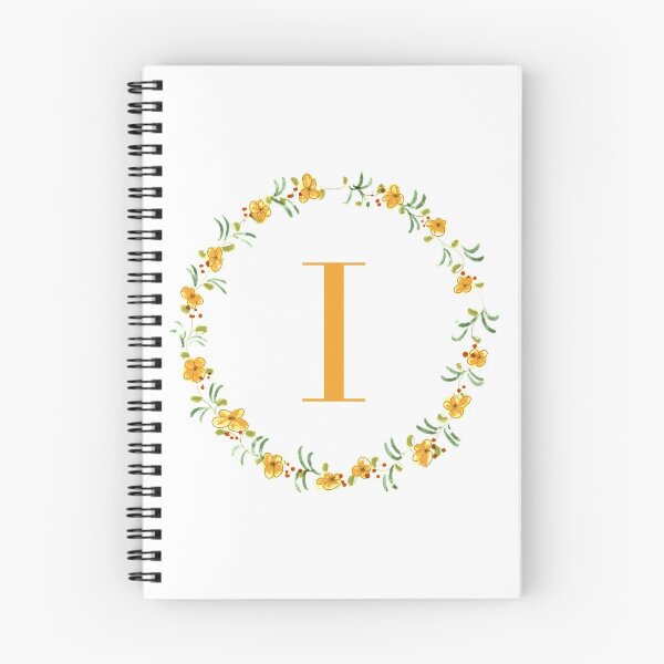 Item preview, Letter I monogram with orange colored flowers and leaves designed and sold by Createlikeamom.