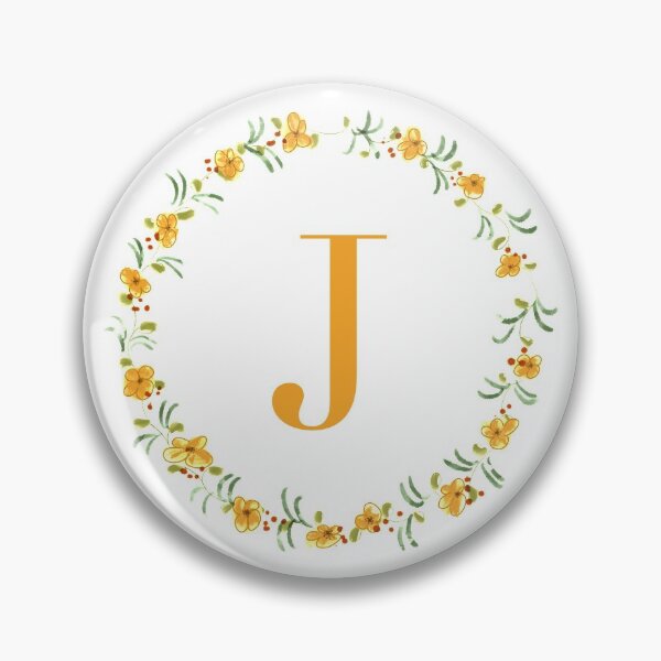 Item preview, Letter j monogram with orange colored flowers and leaves designed and sold by Createlikeamom.