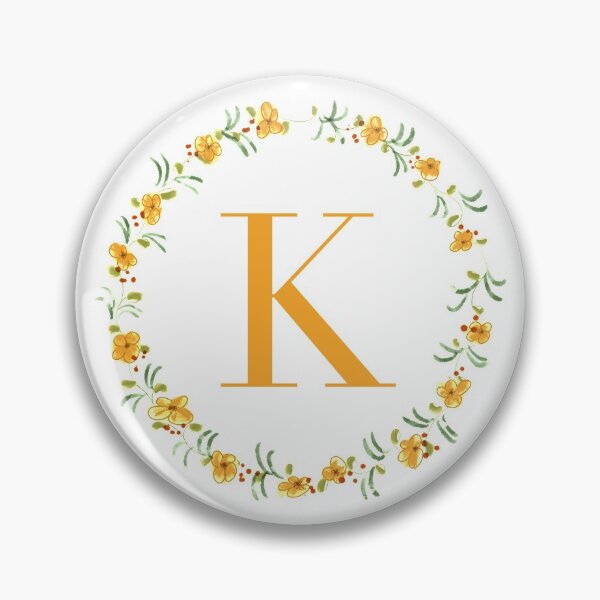 Item preview, Letter k monogram with orange colored flowers and leaves designed and sold by Createlikeamom.