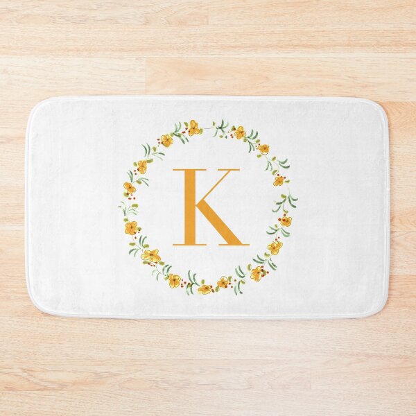 Item preview, Letter k monogram with orange colored flowers and leaves designed and sold by Createlikeamom.