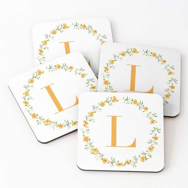 Item preview, Letter L monogram with orange colored flowers and leaves designed and sold by Createlikeamom.