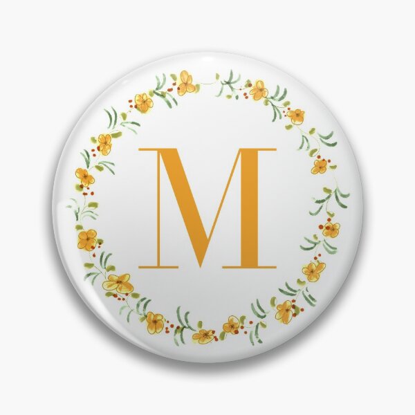Item preview, Letter M monogram with orange colored flowers and leaves designed and sold by Createlikeamom.