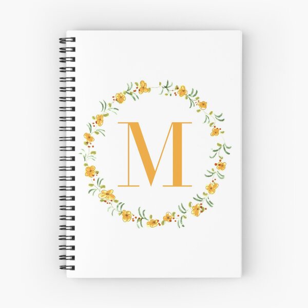 Item preview, Letter M monogram with orange colored flowers and leaves designed and sold by Createlikeamom.