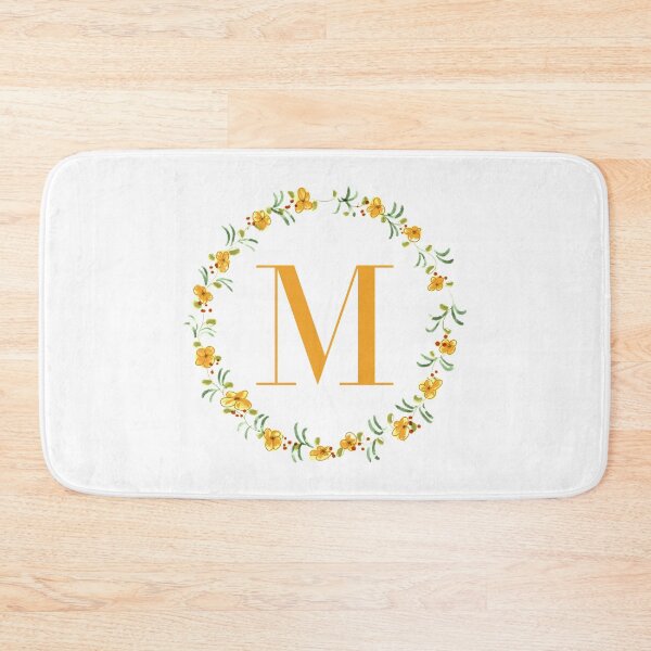 Item preview, Letter M monogram with orange colored flowers and leaves designed and sold by Createlikeamom.