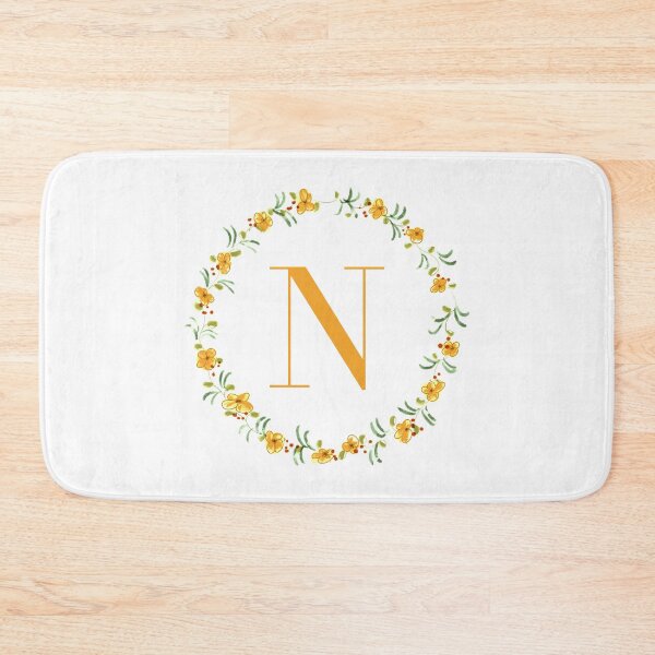 Item preview, Letter N monogram with orange colored flowers and leaves designed and sold by Createlikeamom.