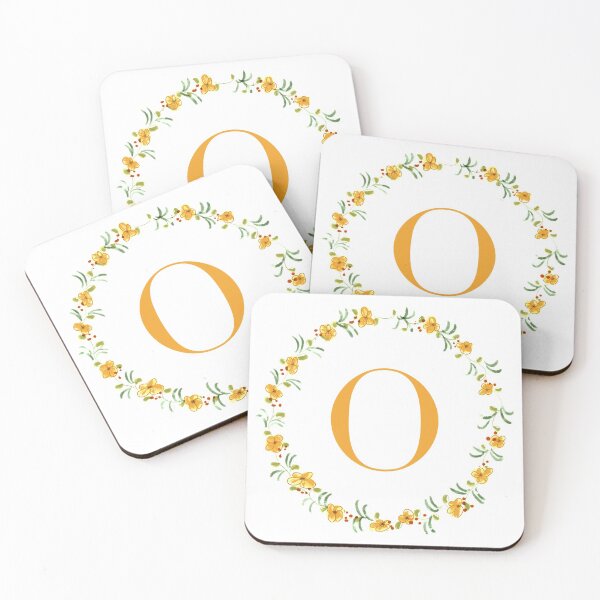 Item preview, Letter O monogram with orange colored flowers and leaves designed and sold by Createlikeamom.