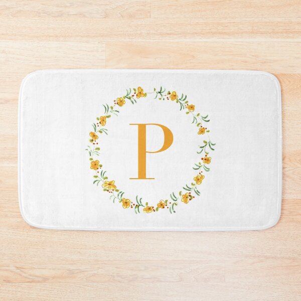 Item preview, Letter P monogram with orange colored flowers and leaves designed and sold by Createlikeamom.