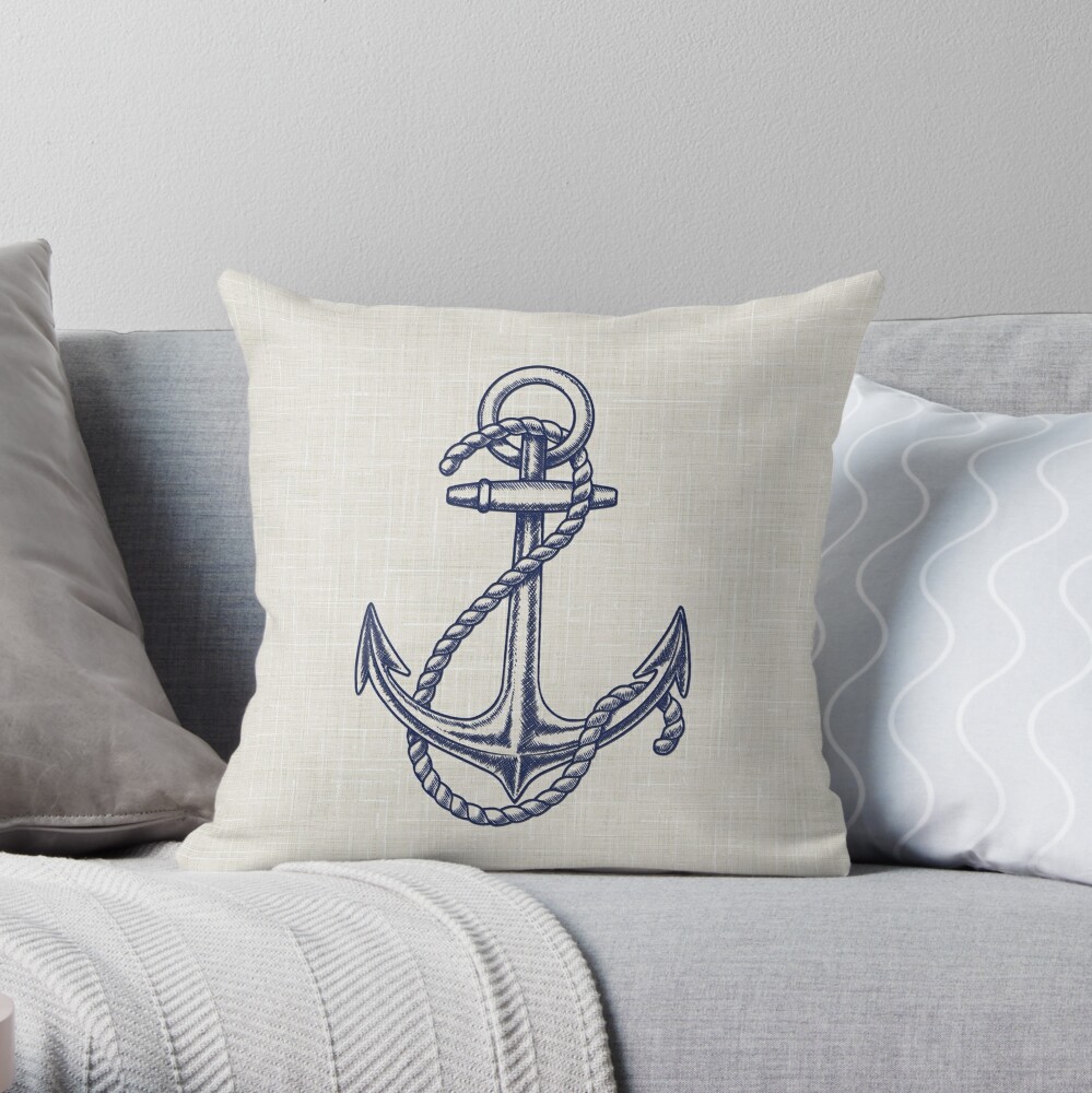 Nautical Throw Pillow Set of 4, Coral Starfish Anchor Stripes Pillows,  Coastal Decor in Blue and White, Pillow Cover Bundle Sale 