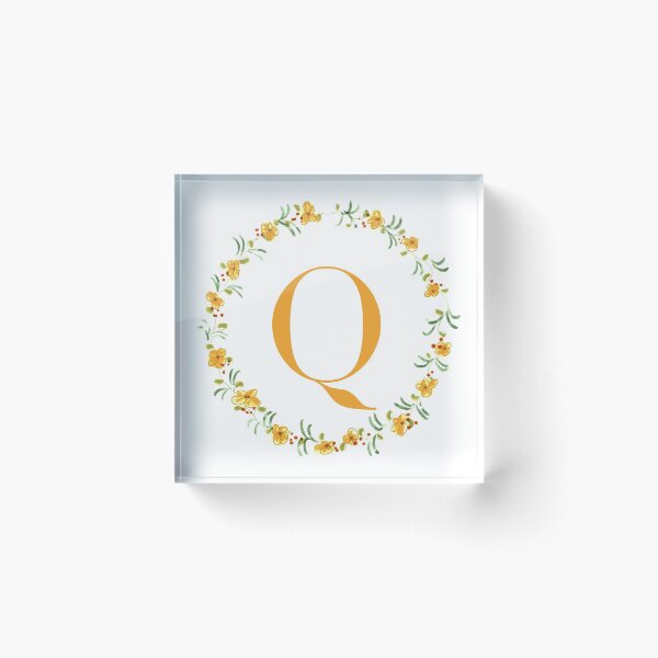Item preview, Letter Q monogram with orange colored flowers and leaves designed and sold by Createlikeamom.