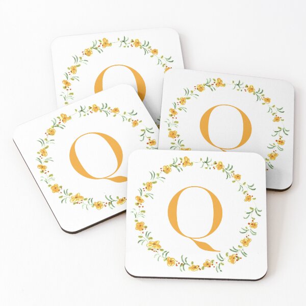 Item preview, Letter Q monogram with orange colored flowers and leaves designed and sold by Createlikeamom.