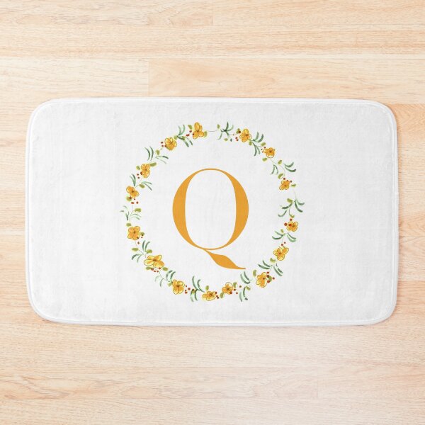Item preview, Letter Q monogram with orange colored flowers and leaves designed and sold by Createlikeamom.