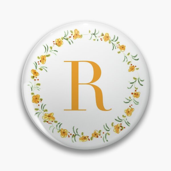 Item preview, Letter R monogram with orange colored flowers and leaves designed and sold by Createlikeamom.