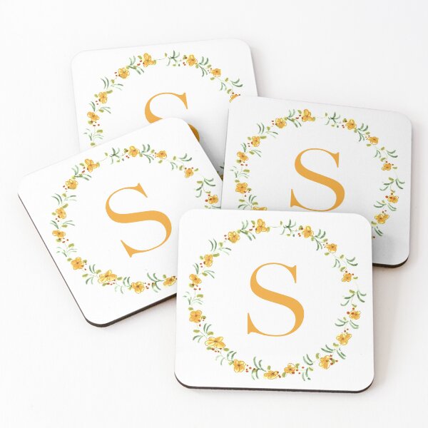 Artikelvorschau, Buchstabe S Monogramm mit orangefarbenen Blüten und Blättern entworfen und verkauft von Createlikeamom.