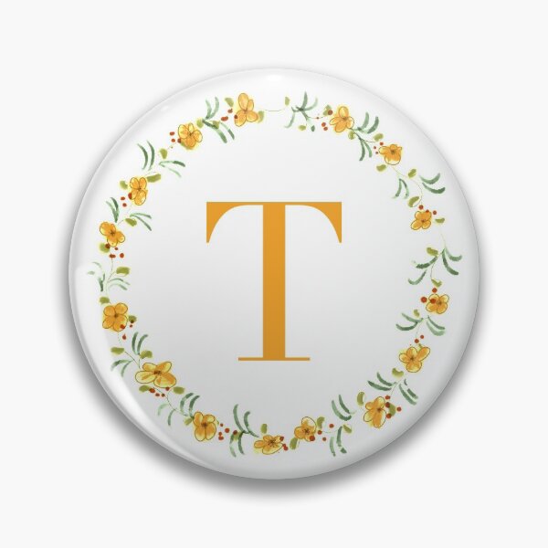 Item preview, Letter T monogram with orange colored flowers and leaves designed and sold by Createlikeamom.