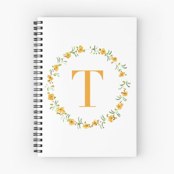 Item preview, Letter T monogram with orange colored flowers and leaves designed and sold by Createlikeamom.