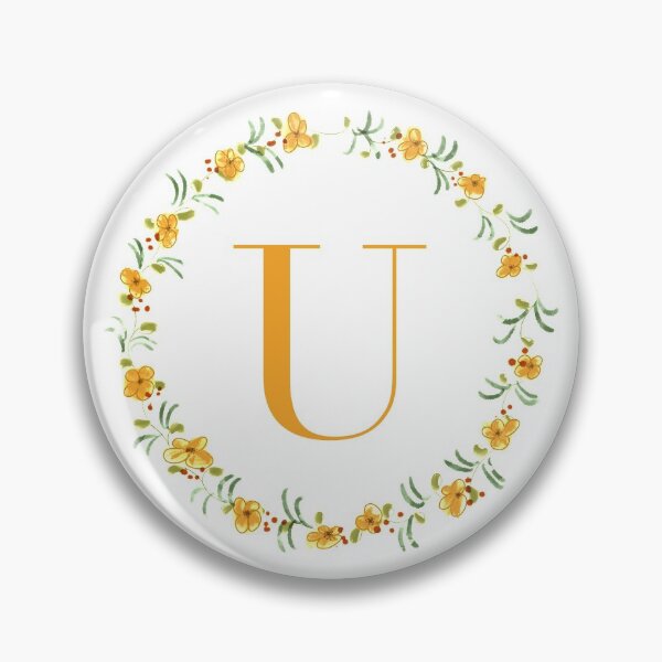 Item preview, Letter U monogram with orange colored flowers and leaves designed and sold by Createlikeamom.