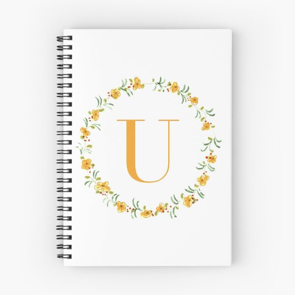 Artikelvorschau, Buchstabe U Monogramm mit orangefarbenen Blüten und Blättern entworfen und verkauft von Createlikeamom.
