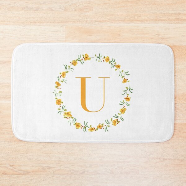 Item preview, Letter U monogram with orange colored flowers and leaves designed and sold by Createlikeamom.