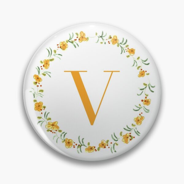 Item preview, Letter V monogram with orange colored flowers and leaves designed and sold by Createlikeamom.