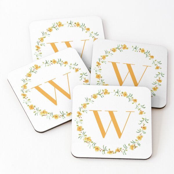Item preview, Letter W monogram with orange colored flowers and leaves designed and sold by Createlikeamom.