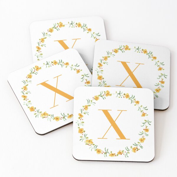 Item preview, Letter X monogram with orange colored flowers and leaves designed and sold by Createlikeamom.