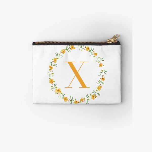 Item preview, Letter X monogram with orange colored flowers and leaves designed and sold by Createlikeamom.
