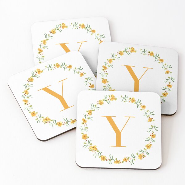 Item preview, Letter Y monogram with orange colored flowers and leaves designed and sold by Createlikeamom.