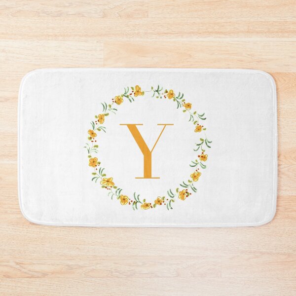 Item preview, Letter Y monogram with orange colored flowers and leaves designed and sold by Createlikeamom.