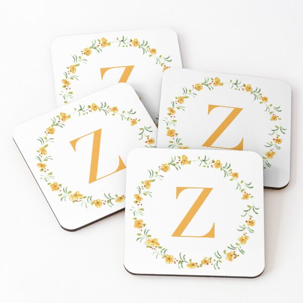 Item preview, Letter Z monogram with orange colored flowers and leaves designed and sold by Createlikeamom.