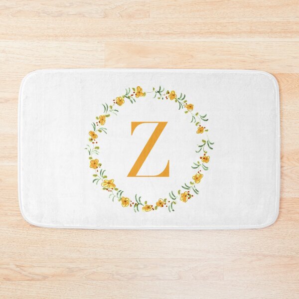 Item preview, Letter Z monogram with orange colored flowers and leaves designed and sold by Createlikeamom.