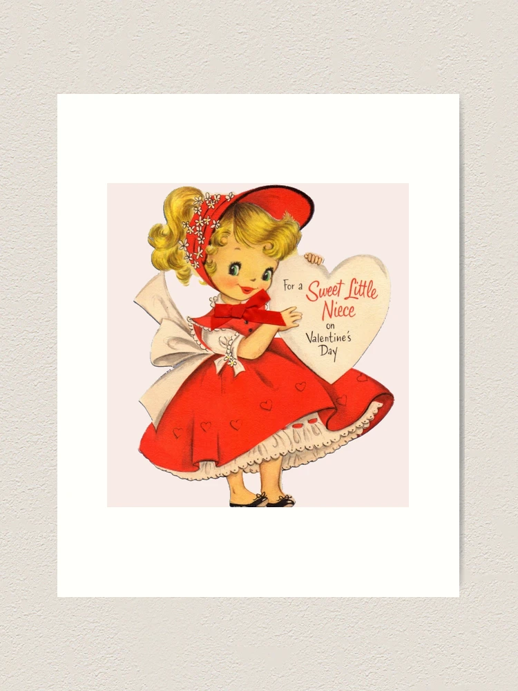 Vintage Valentine’s Day with Little Girl | Greeting Card