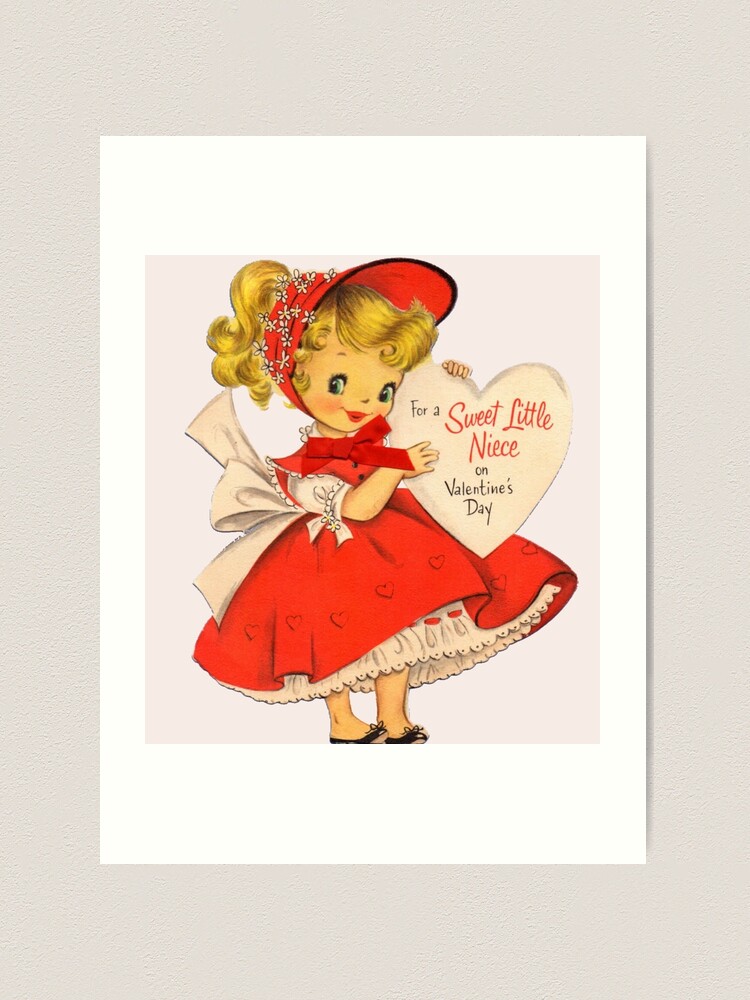 For a Sweet Little Niece Vintage Valentine's Day Card Art Print