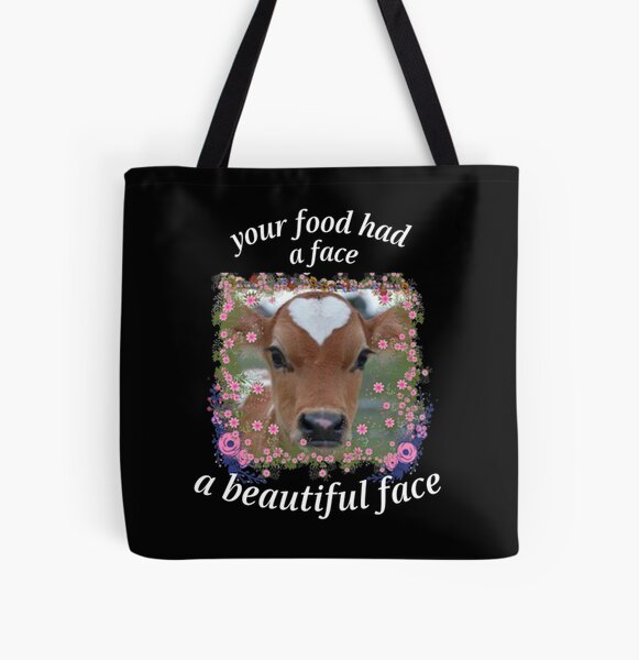 Save Cows Eat People Organic Cotton Tote Bag Animal Rights Hipster Quirky  Funny Gift Present Rude Print Illustration Eco Vegetarian 