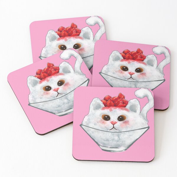 Item preview, Snow cone cat in pink background designed and sold by Geraldine-N.