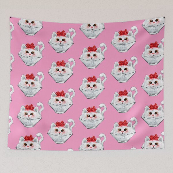 Item preview, Snow cone cat in pink background designed and sold by Geraldine-N.