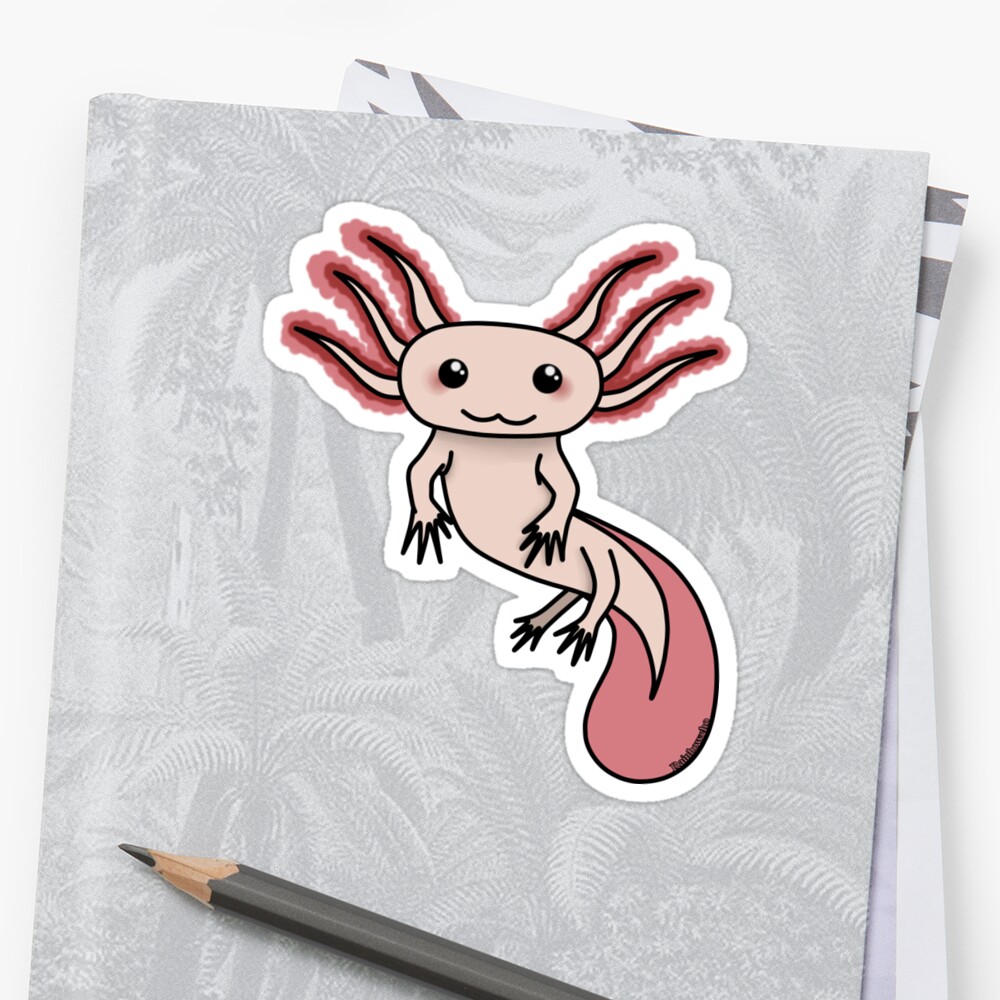 Chibi Axolotl Sticker By Rainbowcho Redbubble