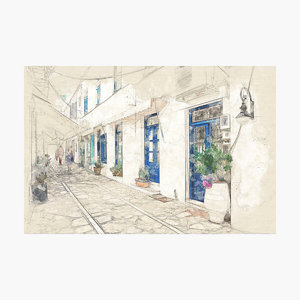 Item preview, Spetses greek island, watercolor Greece designed and sold by elgreko.