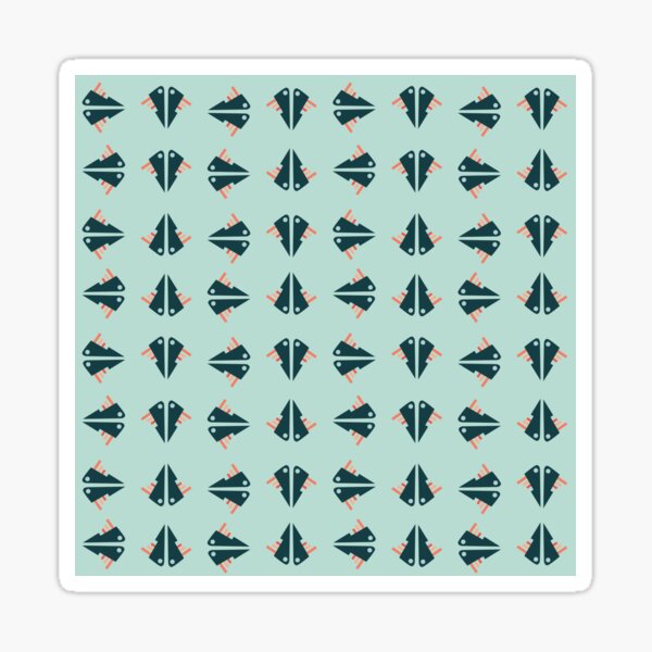 Soft Blue Sea Geometric Colorful Blue-green Fish-like Creatures Sticker