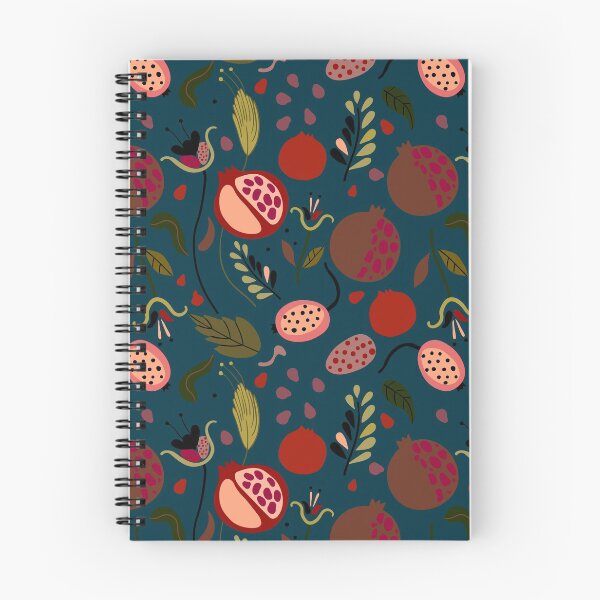 Item preview, Abstract flowers and pomegranates on the dark blue background in Scandinavian styl designed and sold by BychkovaEvgenia.