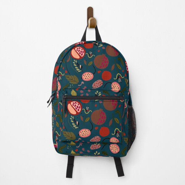 Item preview, Abstract flowers and pomegranates on the dark blue background in Scandinavian styl designed and sold by BychkovaEvgenia.