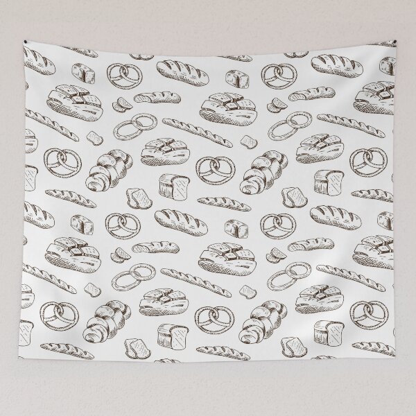 Item preview, Bread. Light pattern with flour products. Hand drawn designed and sold by Canatic.