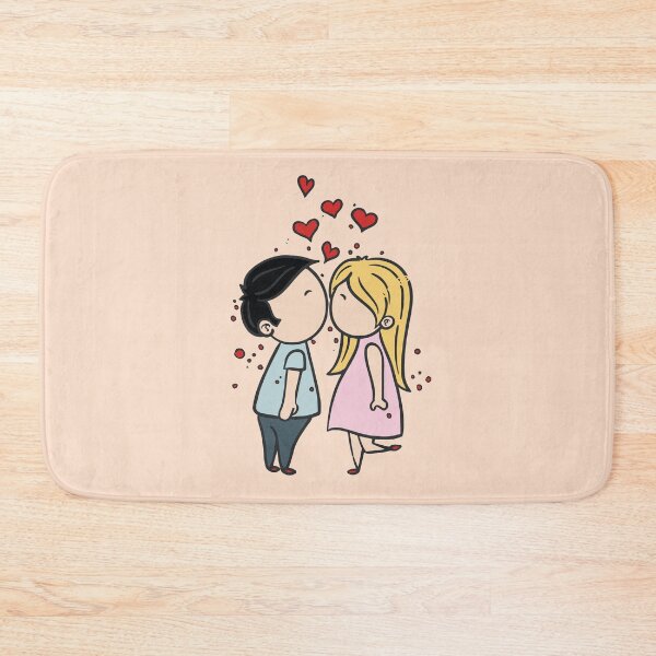 Item preview, Hand drawing cartoon of lovers couple with red hearts designed and sold by mashmosh.