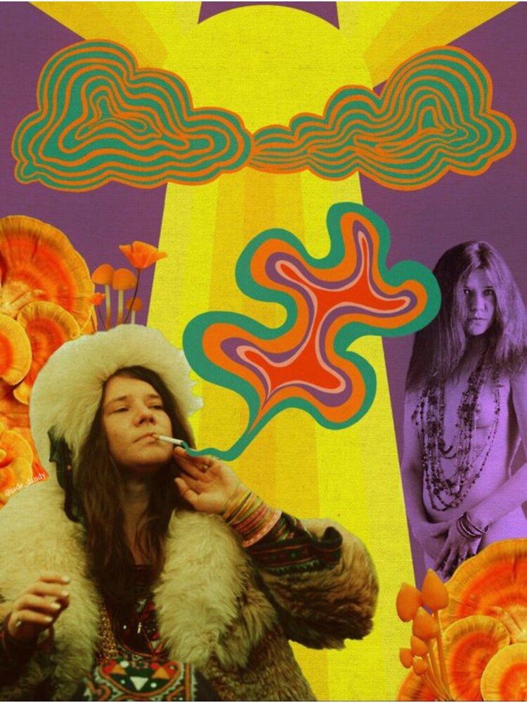 Janis Joplin Psychedelic Art Design Sticker For Sale By