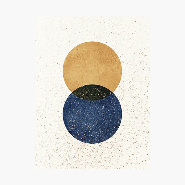 Circle Abstract - Gold Navy Blue Texture Photographic Print
